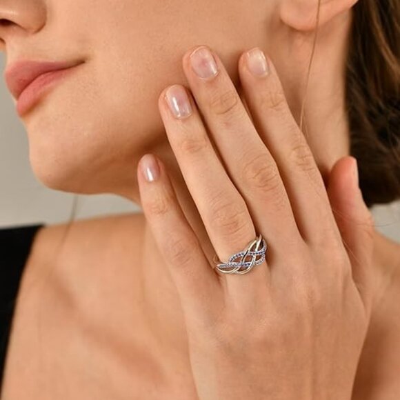 YL Celtic Knot Rings Twisted Knot Ring Birthstone Infinity Rings - December - Picture 2 of 6